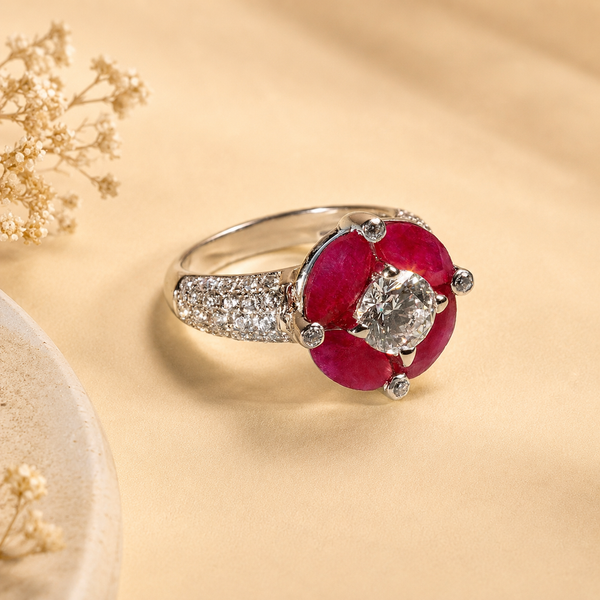 Isha Petal Shaped Rubies Ring