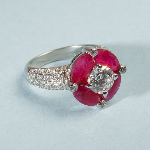 Isha Petal Shaped Rubies Ring