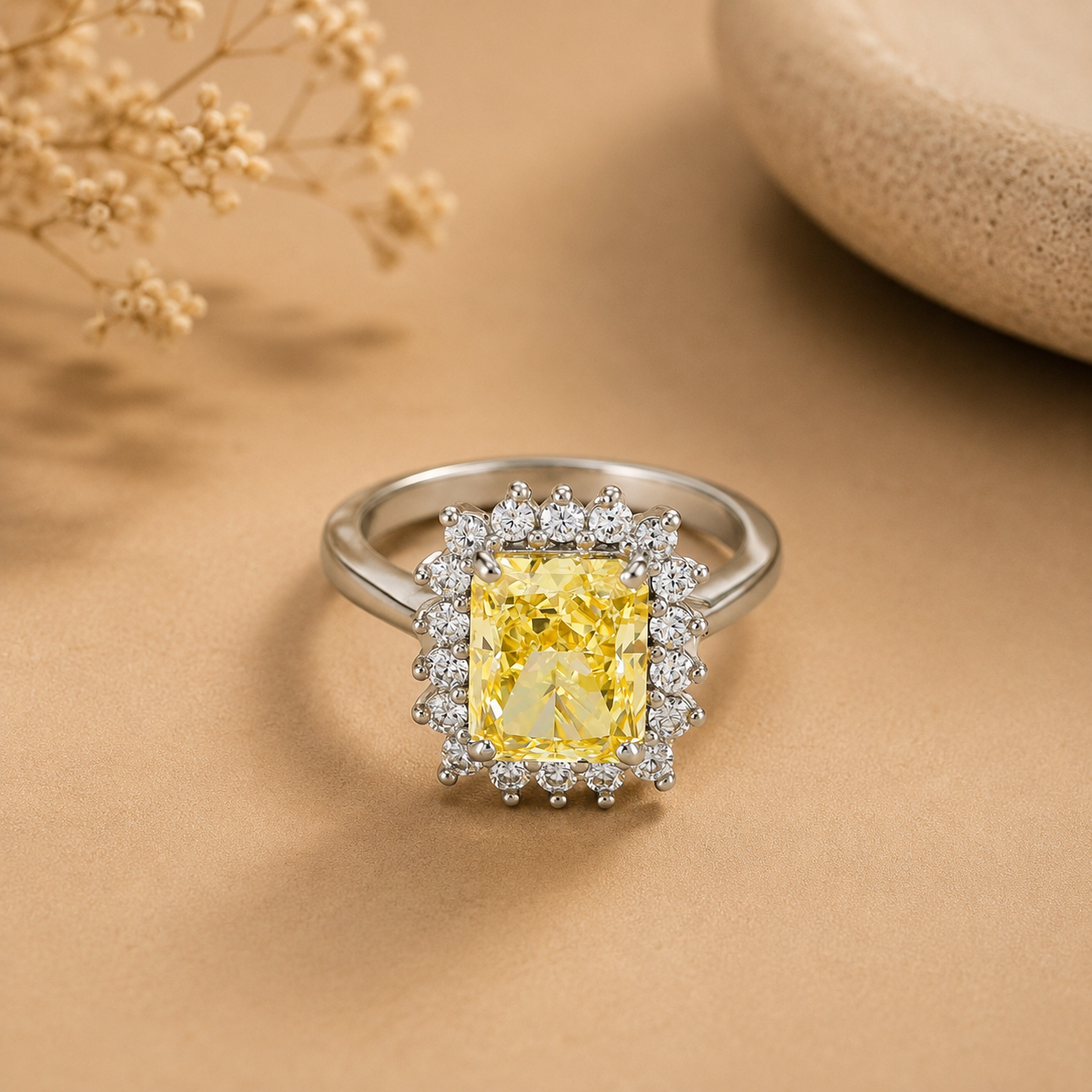 Mia Yellow Center Stones Ring
