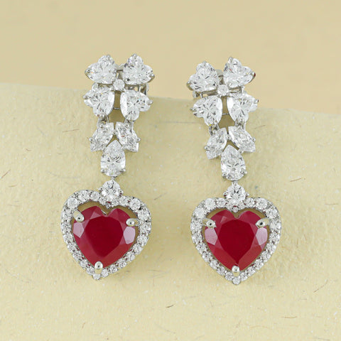 Falak Ruby Heart Bloom Earrings