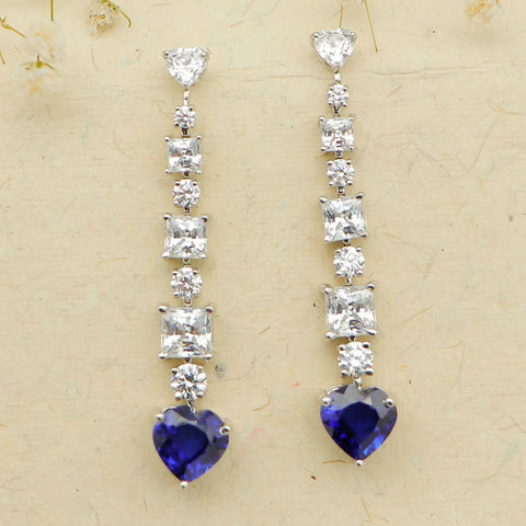 Elina Blue Heart Shine Earrings