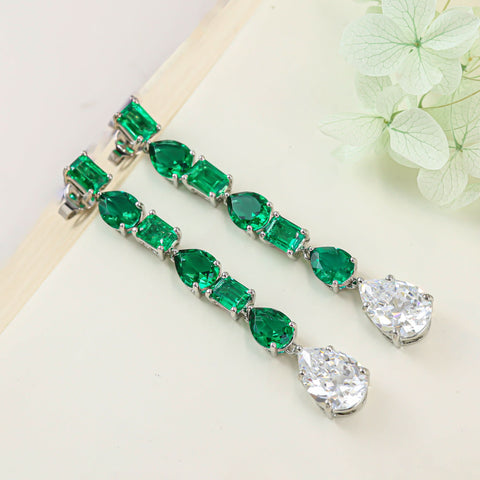 Bina Green  Crystal Dangles Earrings