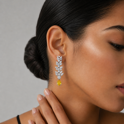Ishita Citrine Yellow Golw Drops Earrings