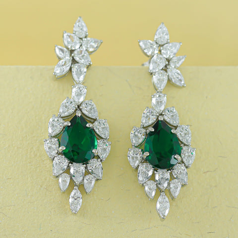 Pallavi Floral Grace Green Earrings