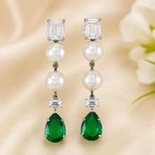 Oviya Green Stone Pearl Earrings