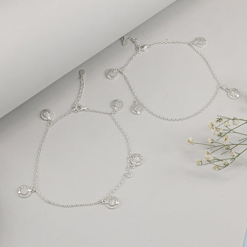 Maniya Fancy Silver Anklets