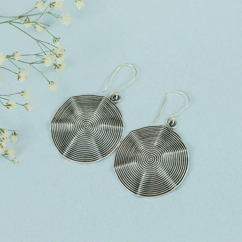 Fatima Bold Spiral Silver Danglers Earrings