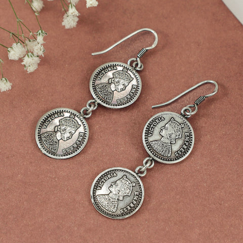 Yasmin Antique Coin Silver Earrings