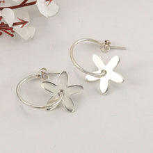 Mona Minimal Floral Hoop Silver  Earrings