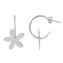 Mona Minimal Floral Hoop Silver  Earrings