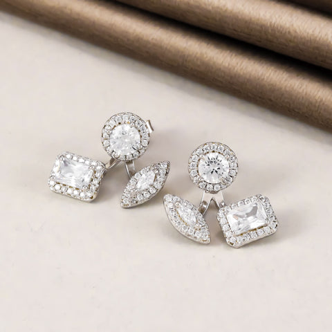 Ekta Sparkling Cubic Zirconia Stones Silver Cz Earrings