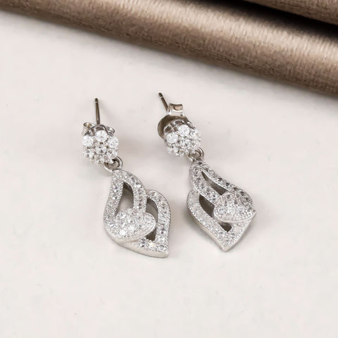 Ralika Heart Shaped Silver Cz Earringsg