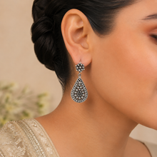 Aadhavi Paisley Design Antique Silver Earrings