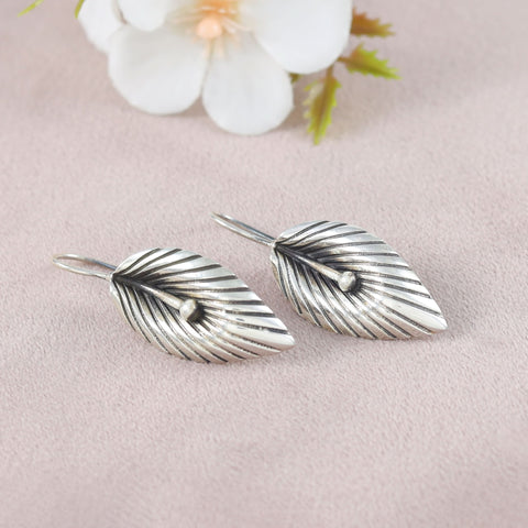 Amery Leaf Inspired Design Silver Shine Earrings