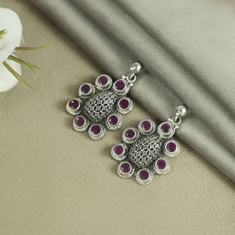 Aadhira Colored Stones Silver Earrings