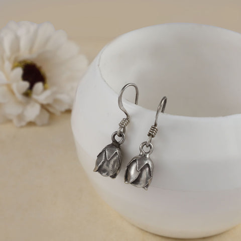 Lisa Sterling Lotus Bud Drops Silver Earrings