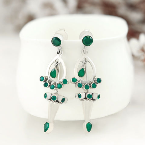 Shanaya Silver Green Shine Earrings