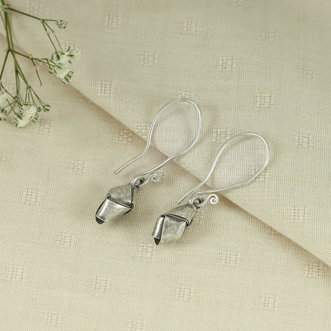 Silver Earrings With A Small Unique Drop Shape