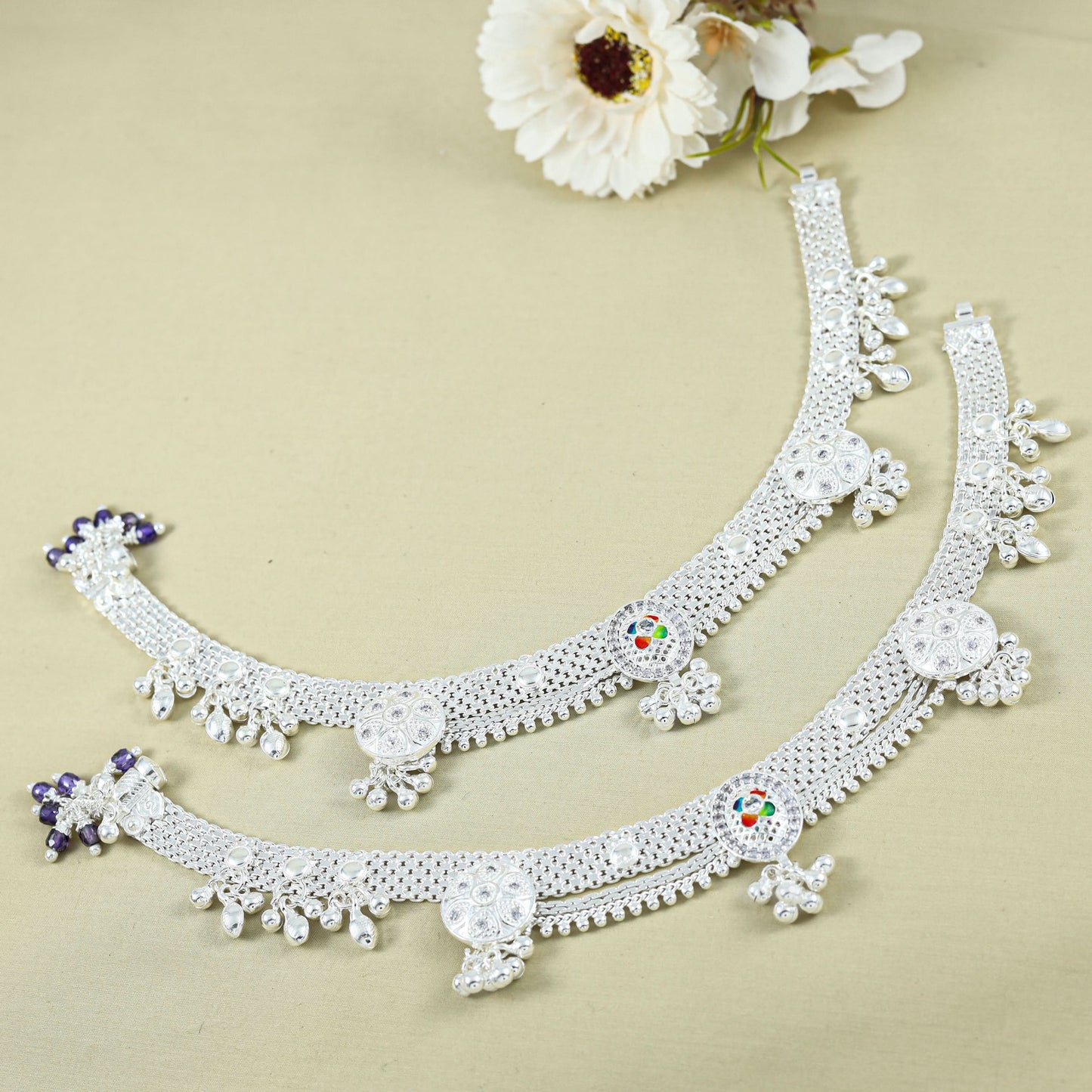 Raveena Silver Anklets