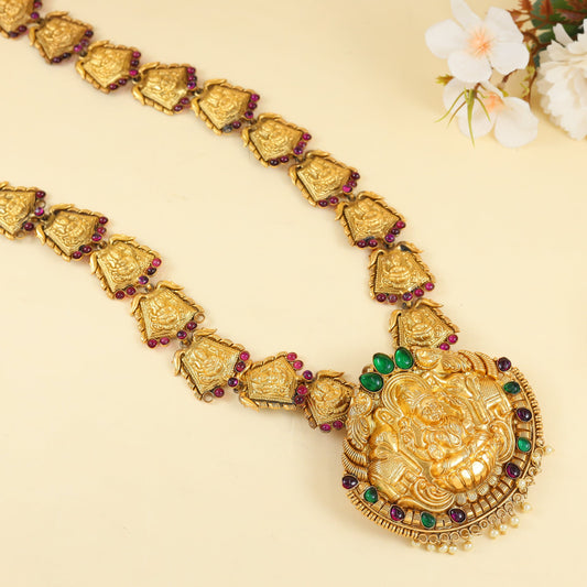 Sajal Gold Plated Silver Necklace With Deity Motif