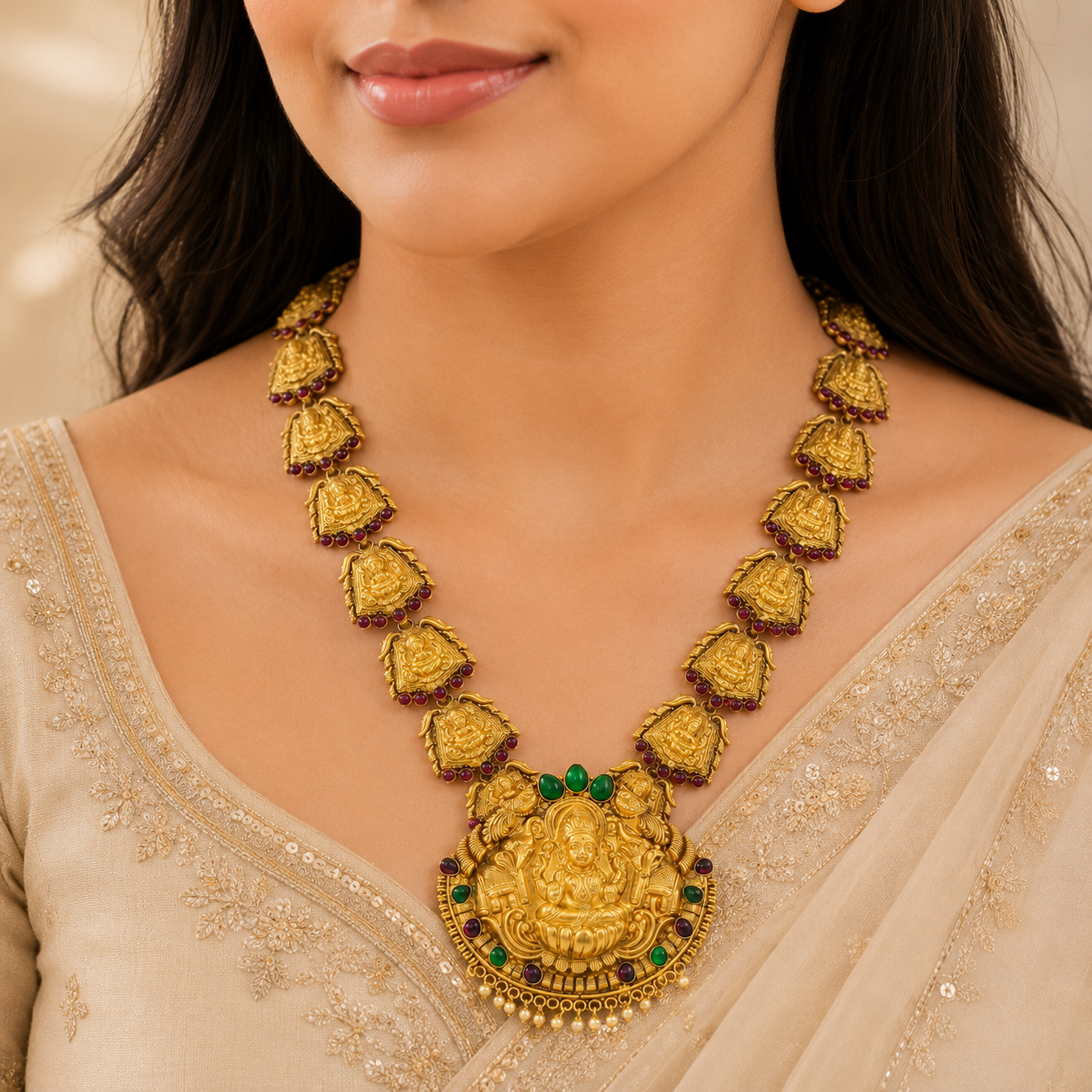 Misha Vaibhav Silver Long Necklace