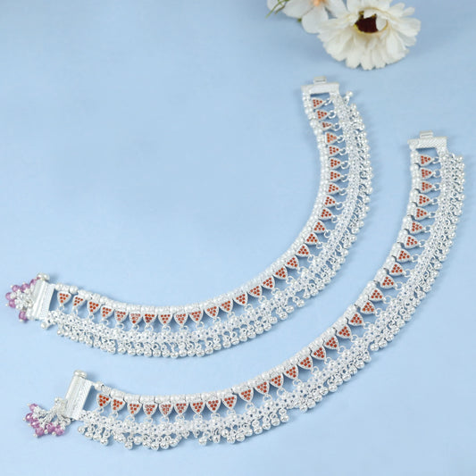 Jasmine Silver Anklets