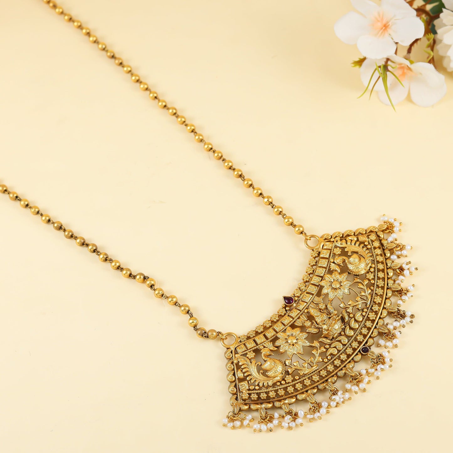 Srishti Gold Plated Silver Necklace With Deity Motif