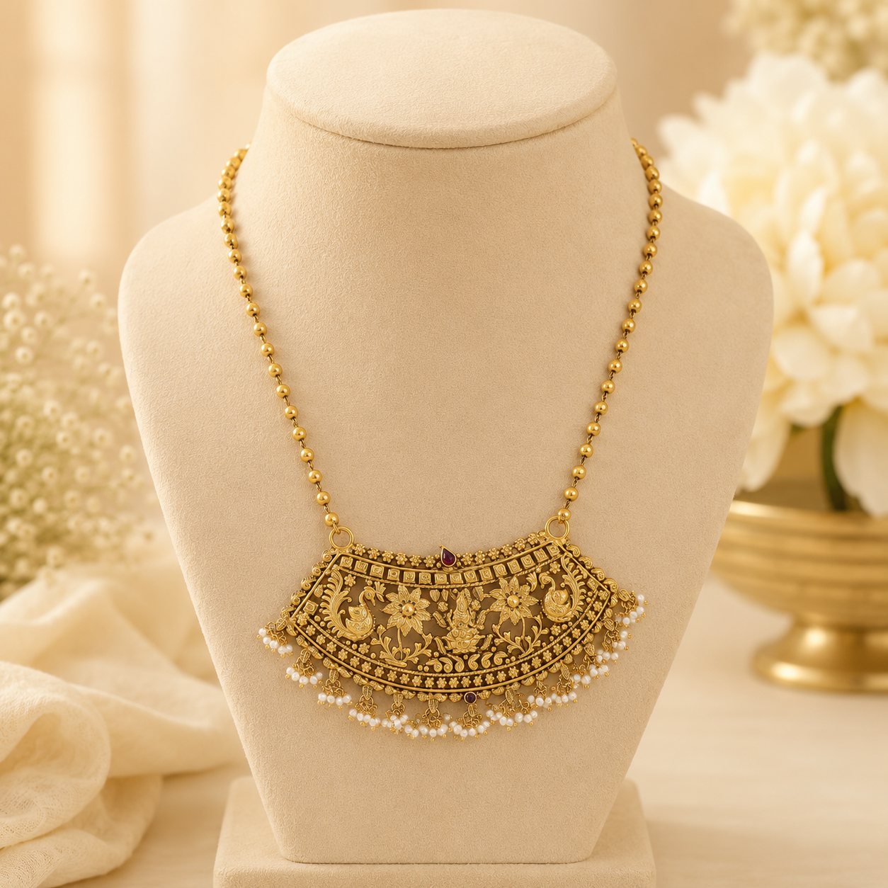 Garima Floral & Heritage Silver Necklace