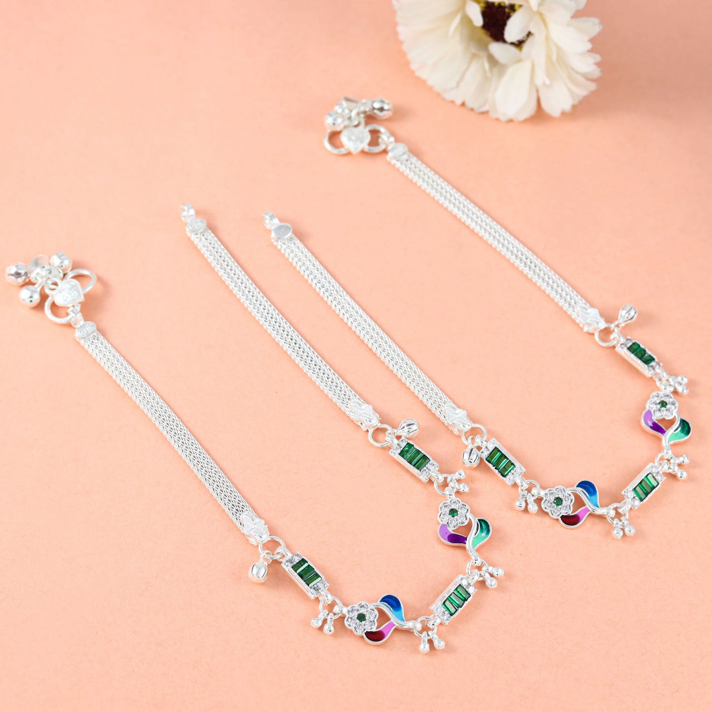 Aarvi Silver Anklets