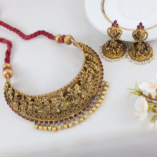 Karnika Gold Plated Silver Necklace Set