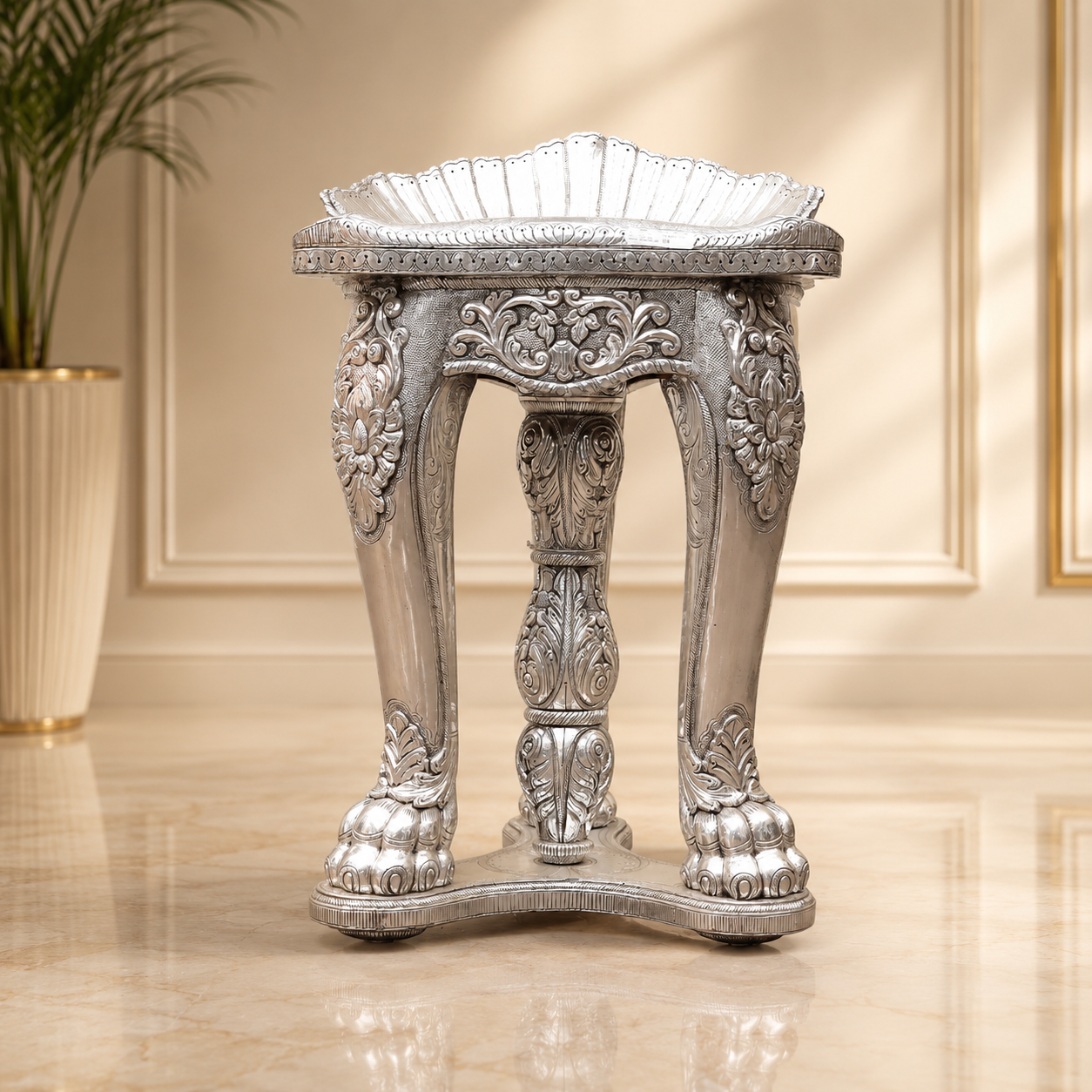 Ravishing Silver Stool Chair