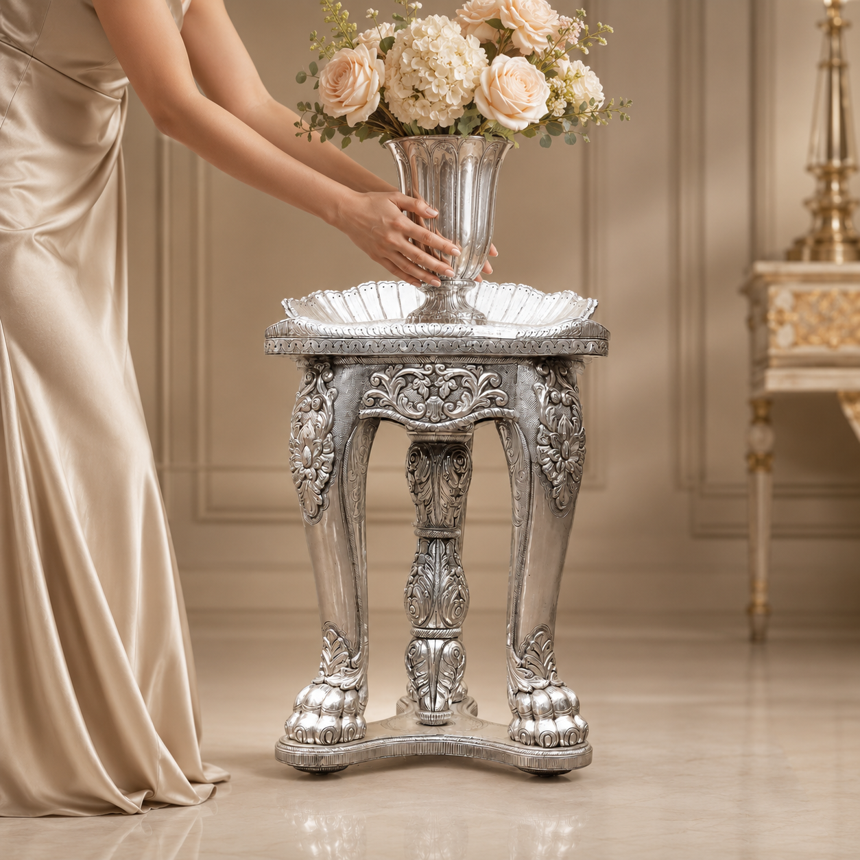 Ravishing Silver Stool Chair