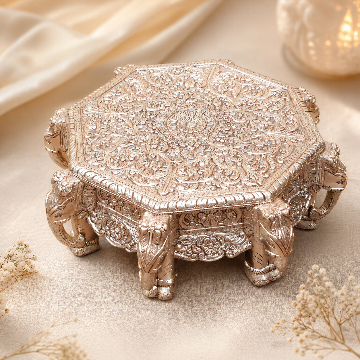 Dazzling Silver Chowki