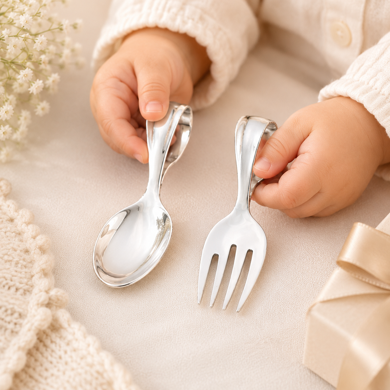 MiniMunch Baby Silver Spoon Fork Set