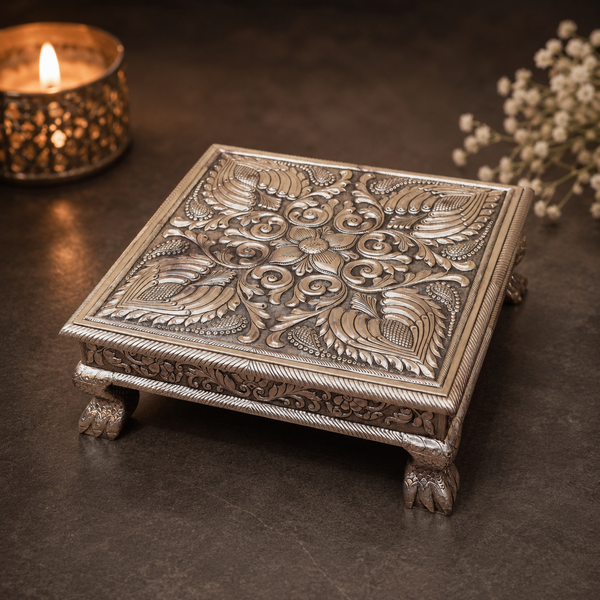 Traditional Fancy Silver Chowki