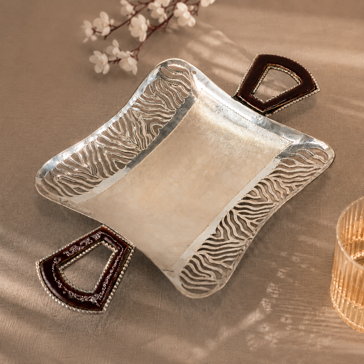 Designer Square Silver Tray