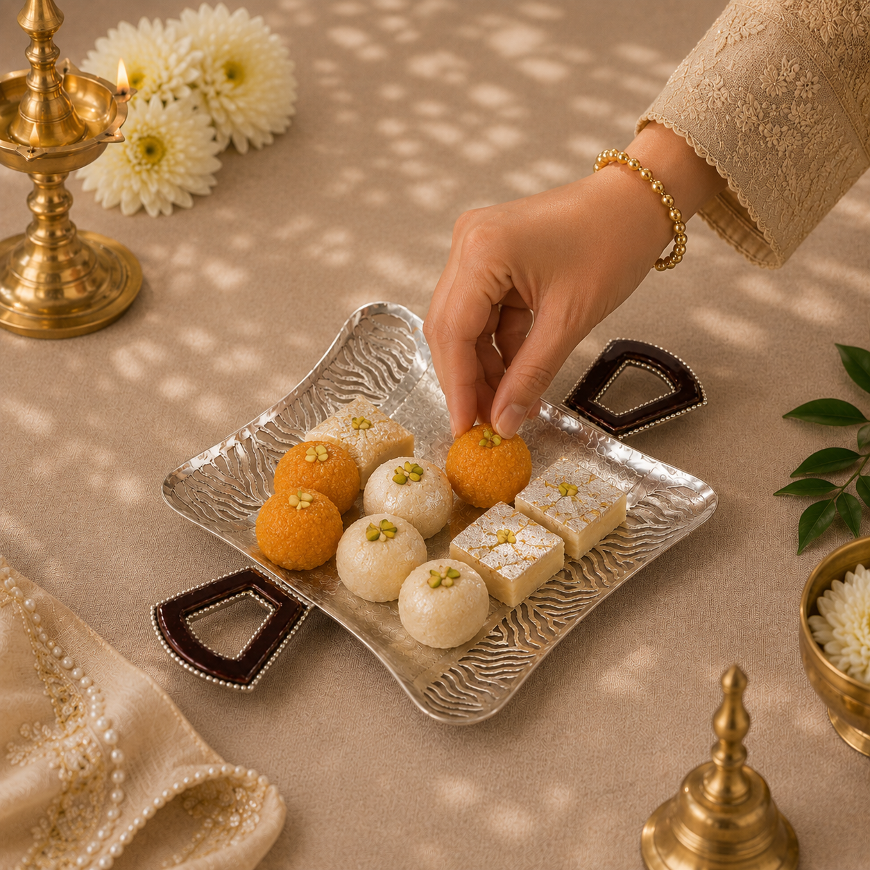 Designer Square Silver Tray