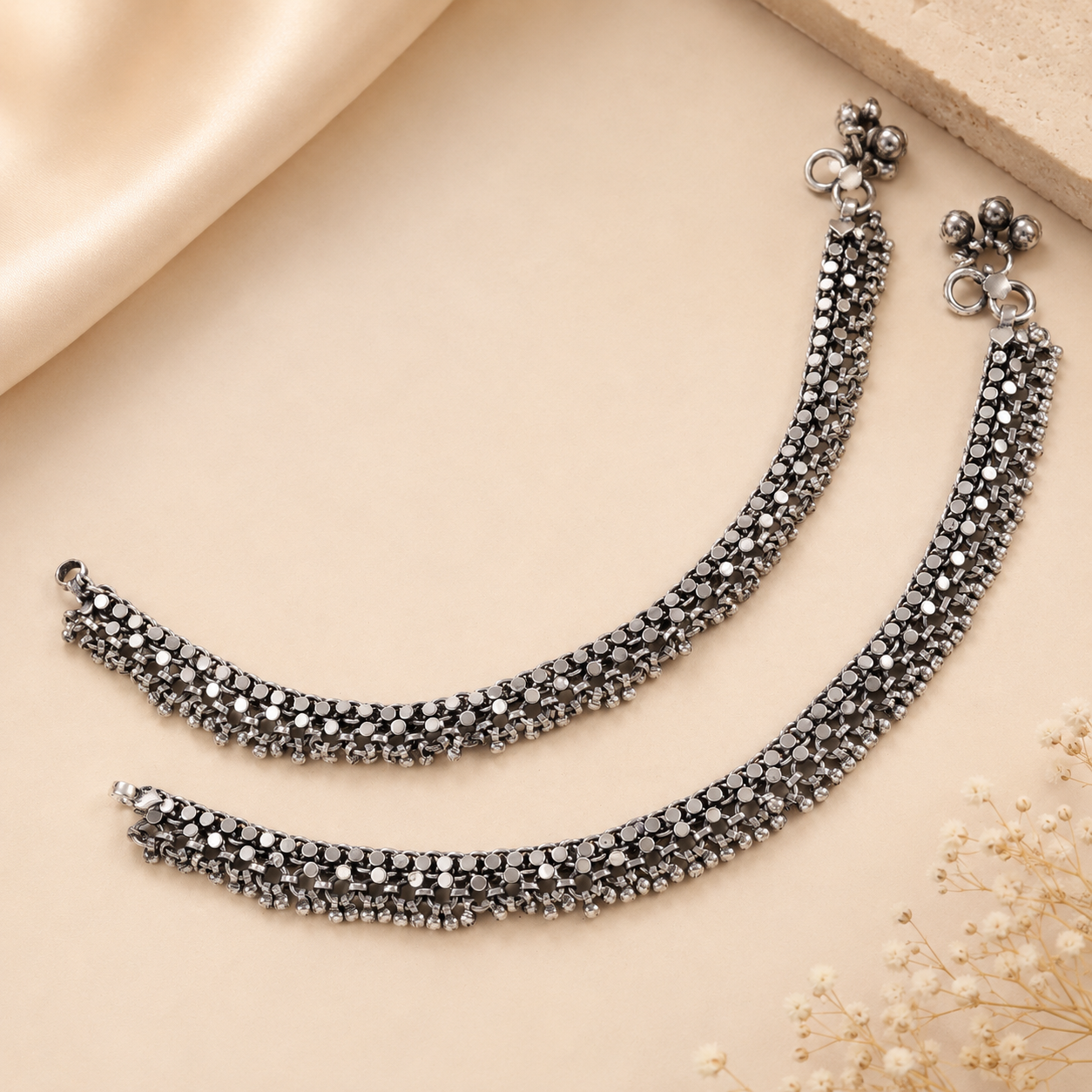 Meher Antique Silver Anklets