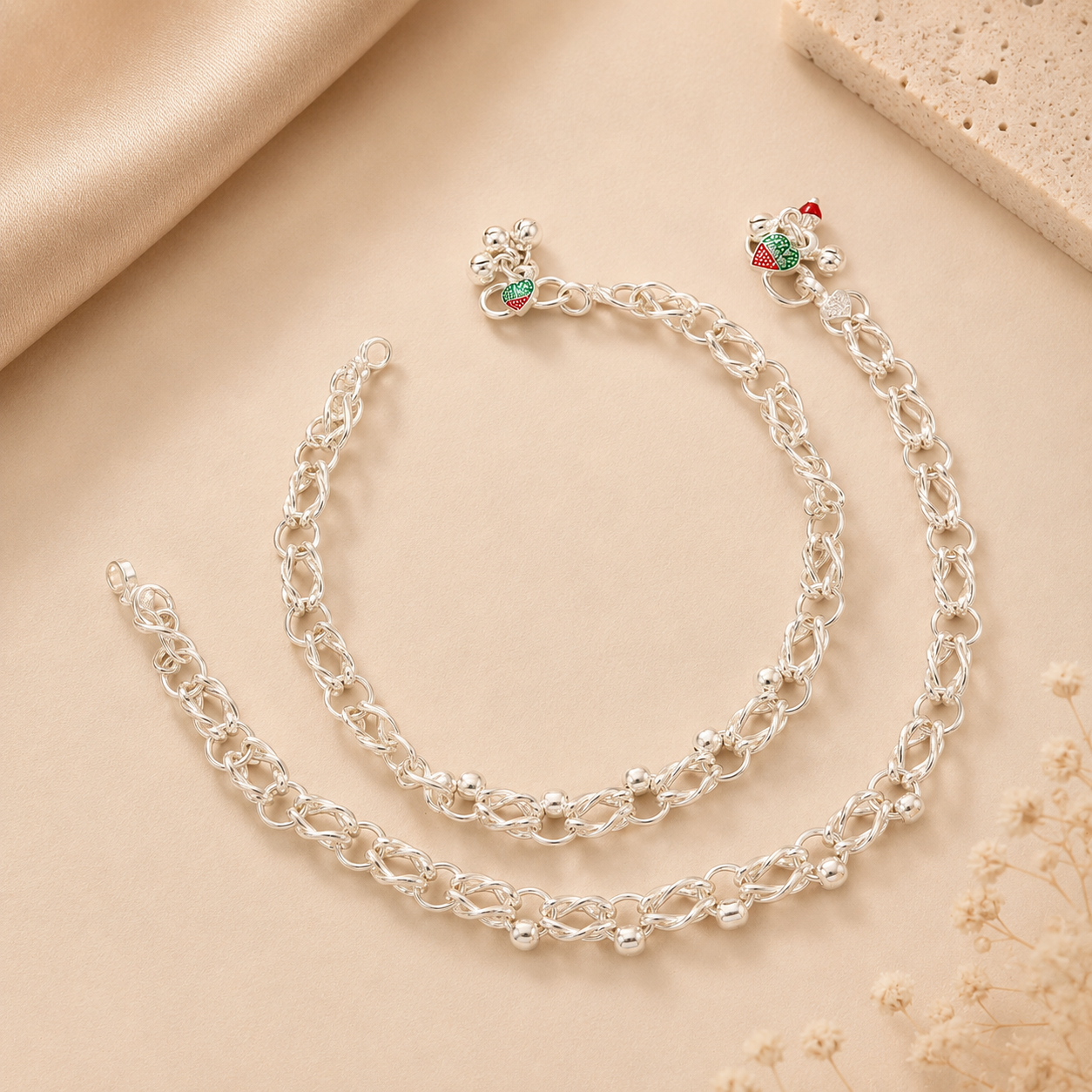 Vamika Chain Silver Anklets