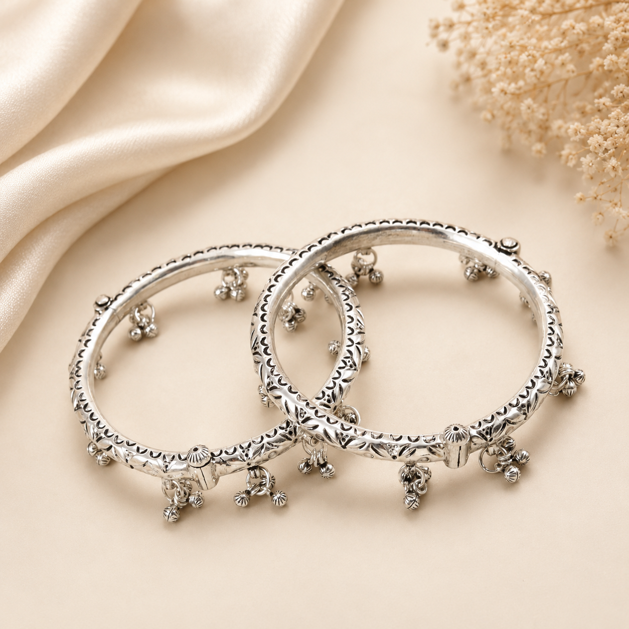 Riva Bell Silver Anklets Kada