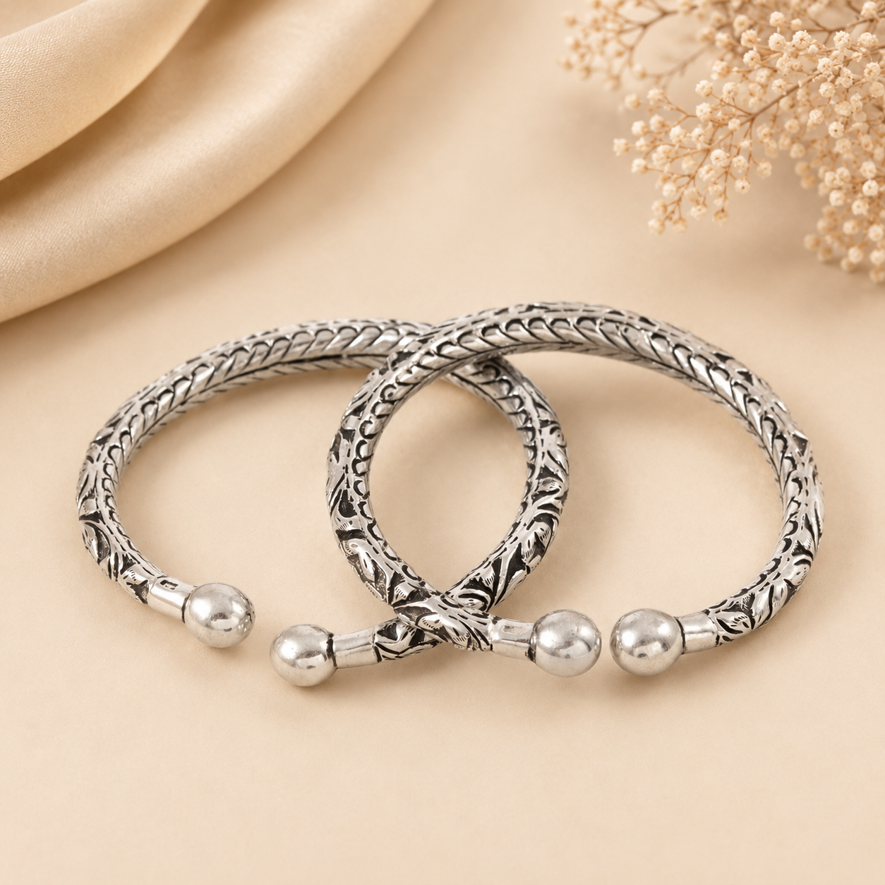 Myra Twist  Silver Anklets Kada