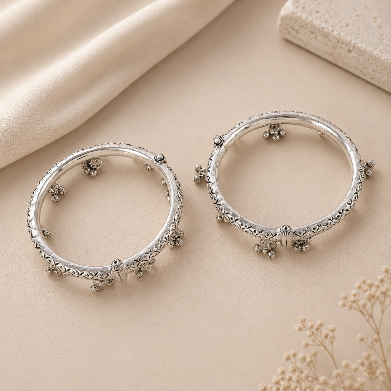 Vanya Antique Silver Anklets Kada
