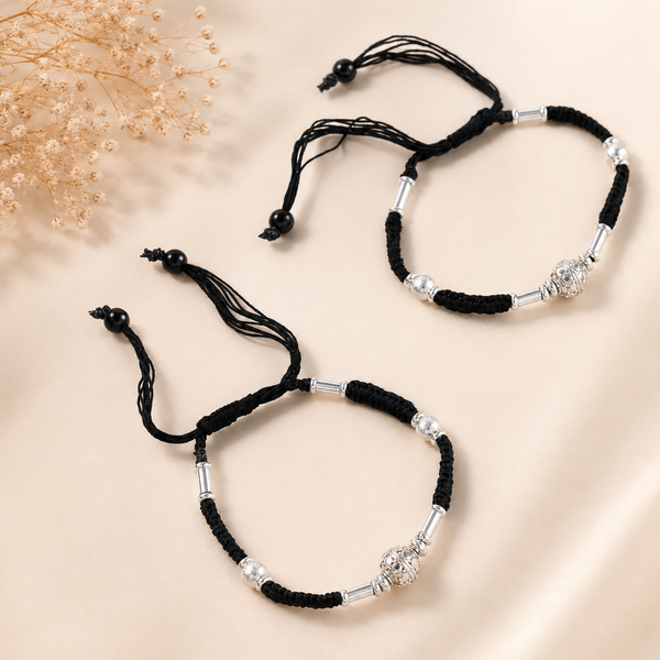Riya Classic Thread Silver Anklets