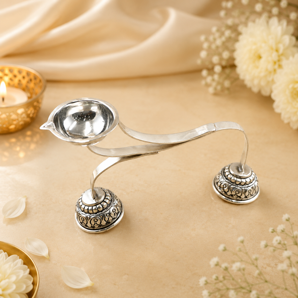 Virakshi Antique Silver Diya