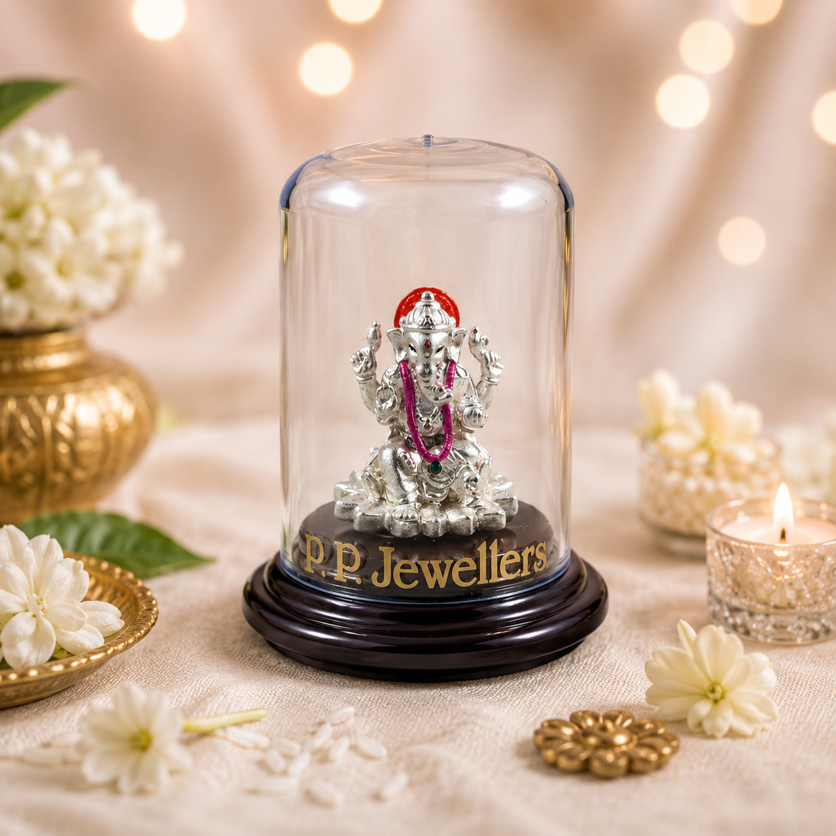 Pushp Archana Silver Ganesh Idol