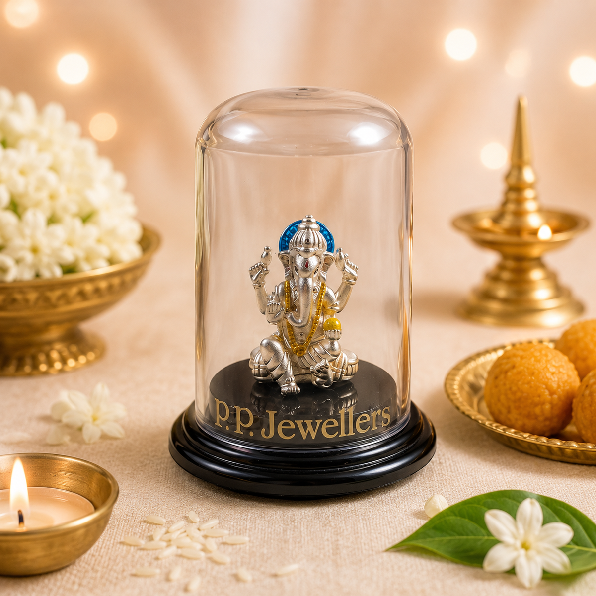 Neel Prabha Silver Ganesh Idol