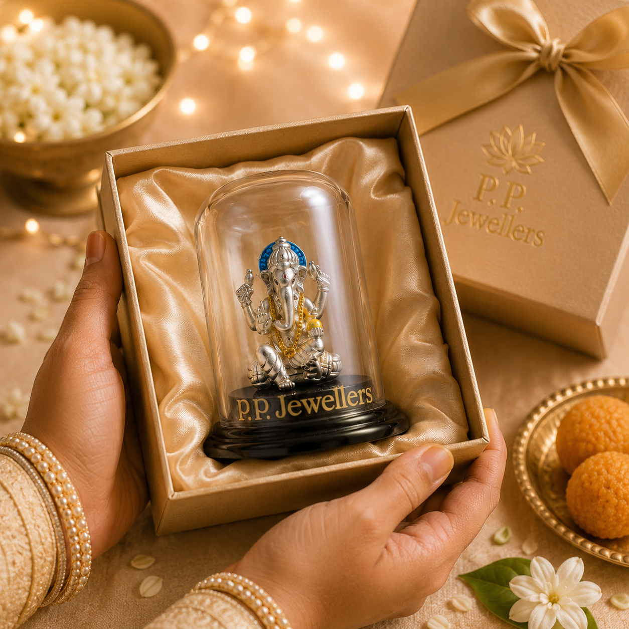 Neel Prabha Silver Ganesh Idol