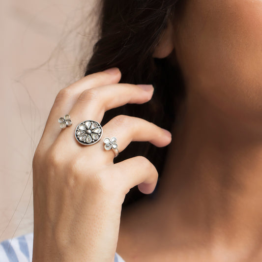 Fancy Floral Silver Ring