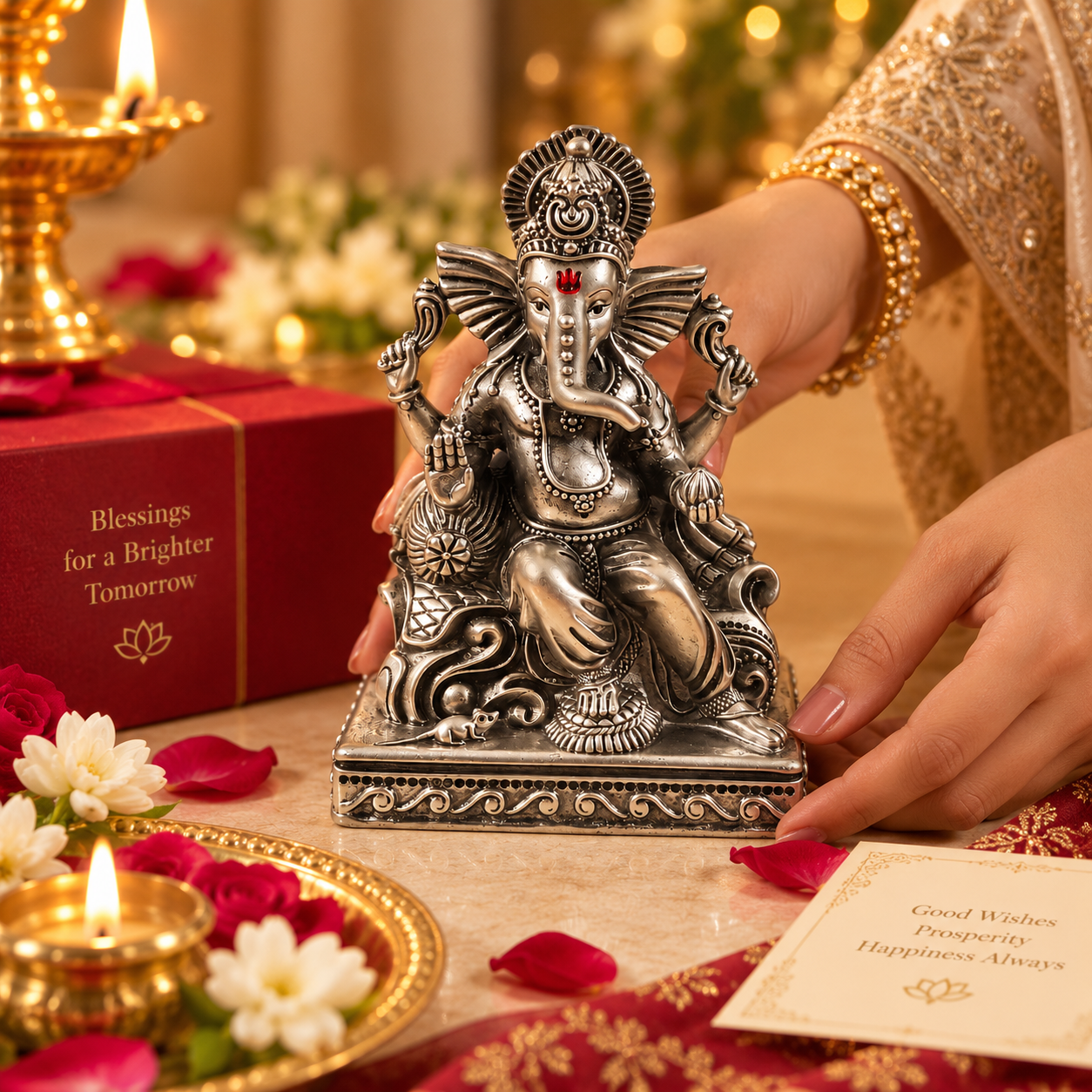 Royal Aashirwad Ganesha Silver Idol