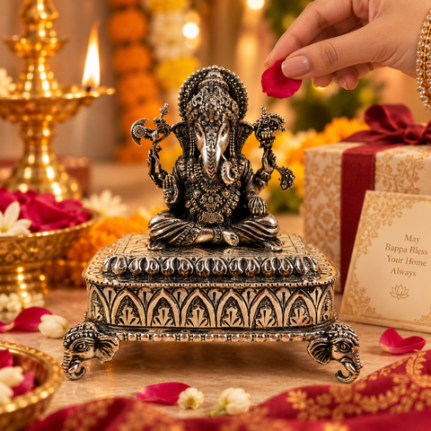Vighnaharta Antique Ganesha Silver Idol